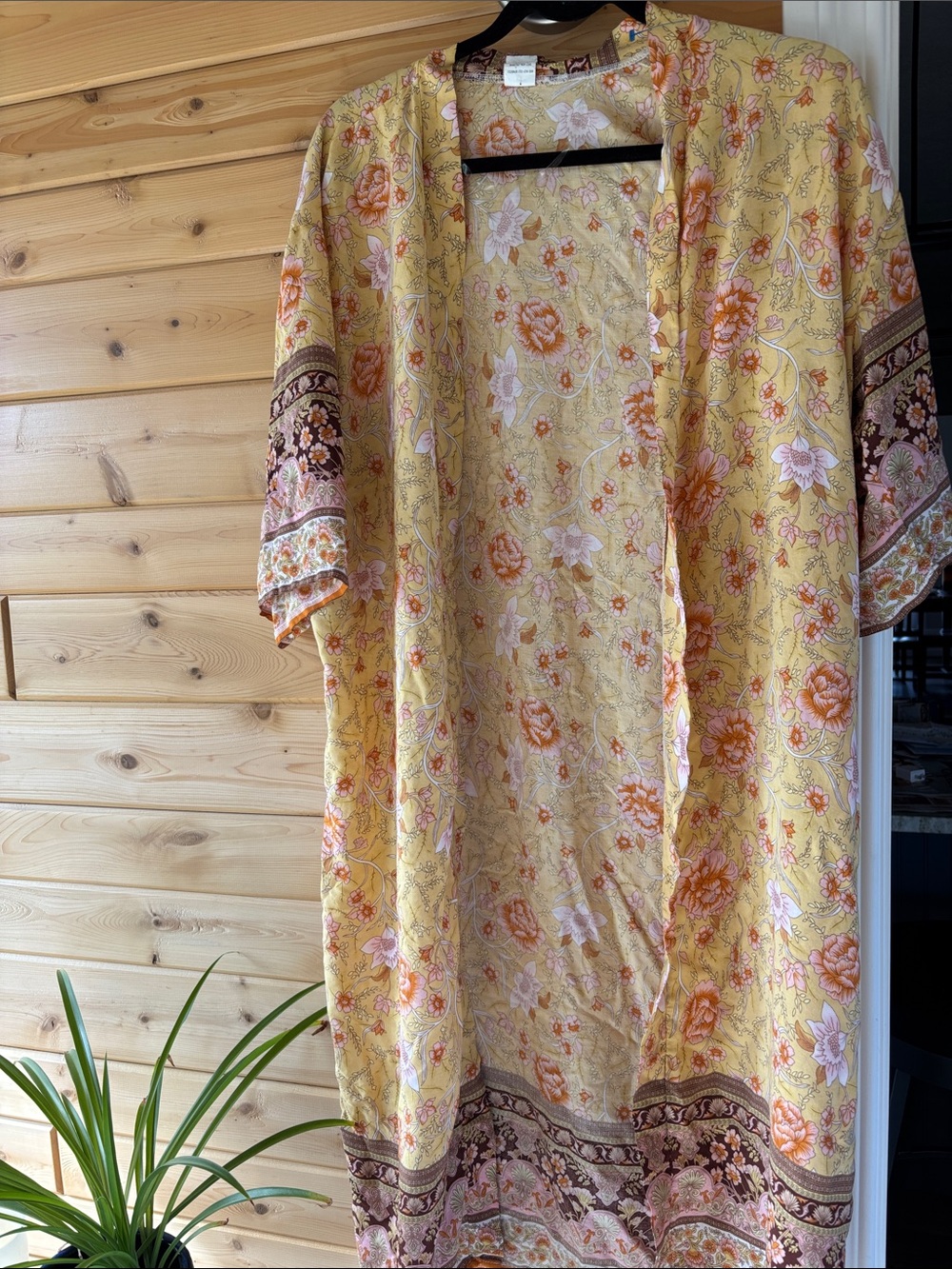 Yellow Floral Kimono Duster